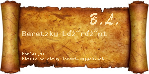 Beretzky Lóránt névjegykártya